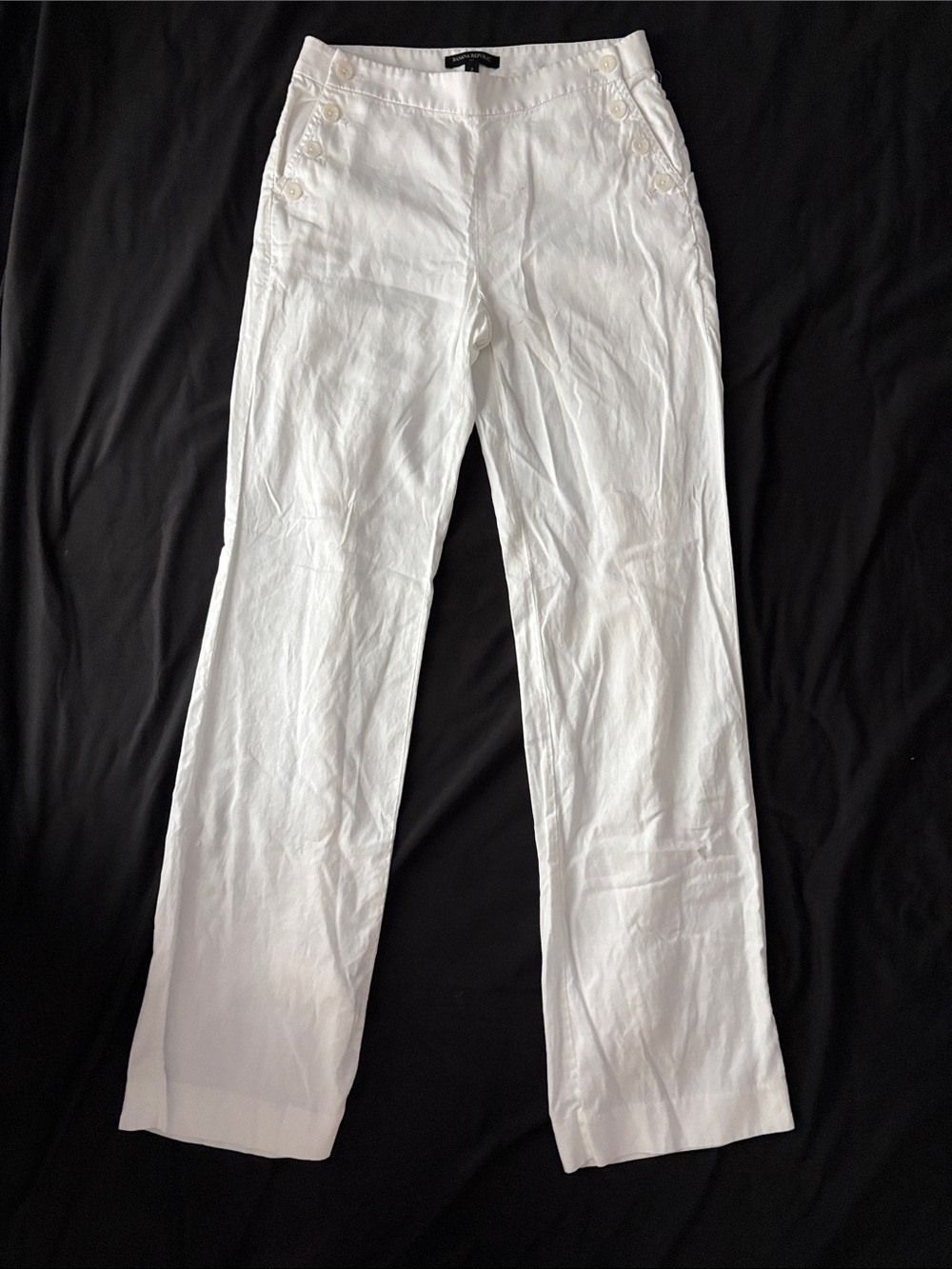 Banana Republic White Straight-Leg Linen-Blend Jeans